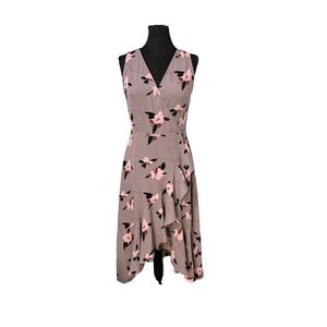 Leith  Wrap Dress Sz M Maxi Purple Floral Boho Cottage Garden Prairie High Low